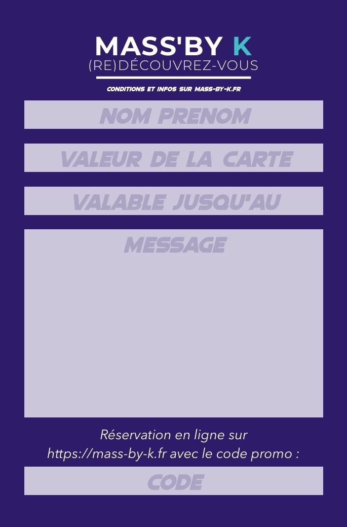 Carte cadeau Mass’by K